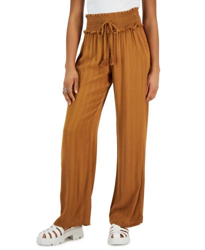 Kingston Grey Pants Women's XL Tobacco Wide Leg Smocked Drawstring Waist PALL137