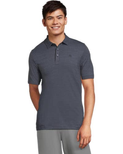 TravisMathew The Heater Polo Shirt Men's Small Indigo Cotton Performance FROG650