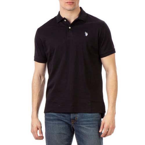 U.S. Polo Assn. Interlock Polo Shirt Men's Black Cotton Pony Logo Golf JAX2025