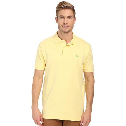 U.S. Polo Assn. Interlock Polo Shirt Men's Lemon Frost Short Sleeve Golf JAX2022