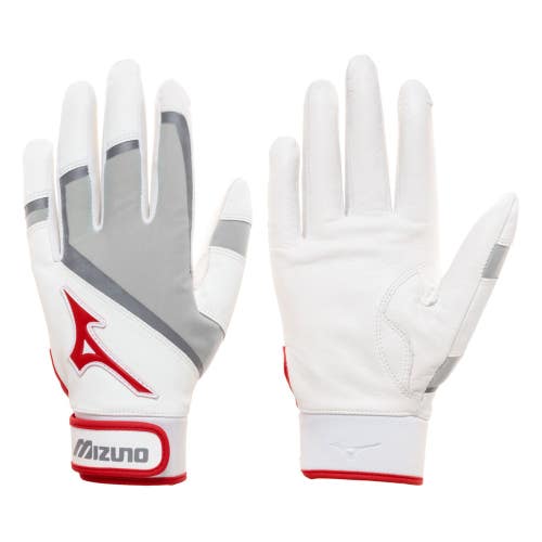 Mizuno Prime SE Batting Gloves Women's Large White Red Leather Softball UPS1073