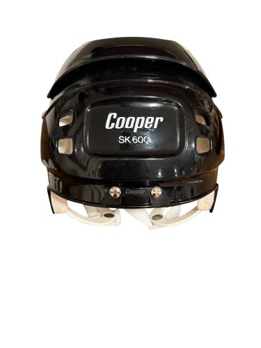 VINTAGE BLACK COOPER SK600 GOALIE HOCKEY HELMET with original CCM ear covers thrown in.