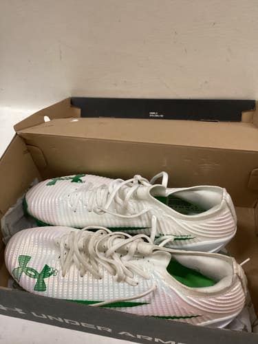 Used Nike UA BLUE PRO Adult FB Cleats White And Green Senior 13 11725-S000505052