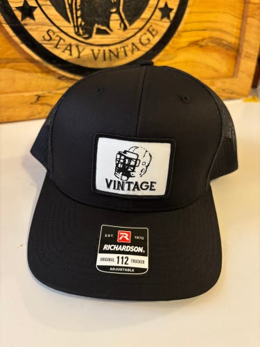 Vintage Lacrosse Solid Black Trucker Hat