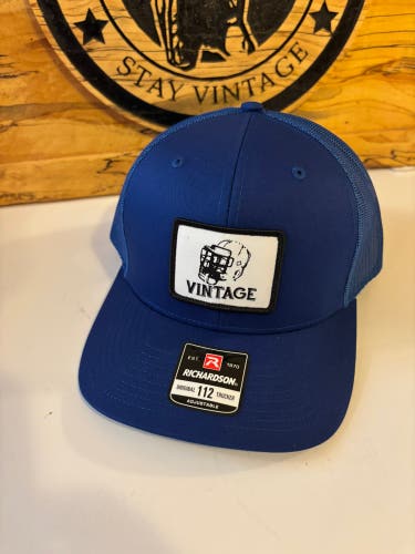 Vintage Lacrosse Solid Blue Trucker Hat