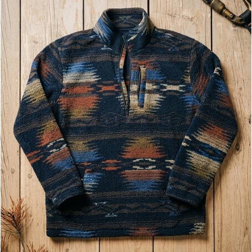 Billabong A/Div Boundary Aztec Southwest Print Fleece Half Zip Pullover Mens L