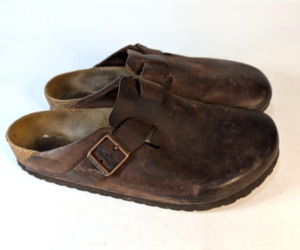 Birkenstock Boston Saddle Brown Leather Clog Sandals Shoe Men's Size: 43 / 10