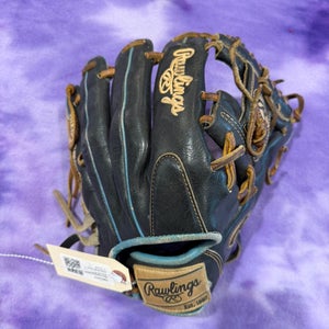 Blue Rawlings Heart of the Hide RH Infield Baseball Glove 11.5" (Used)