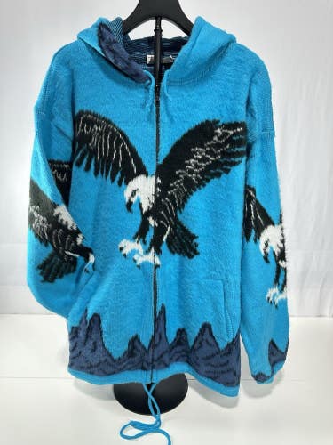 #239 Andes Artesania Vintage Full Zip Up Hoodie  Sweater Made In Equador Sz XL