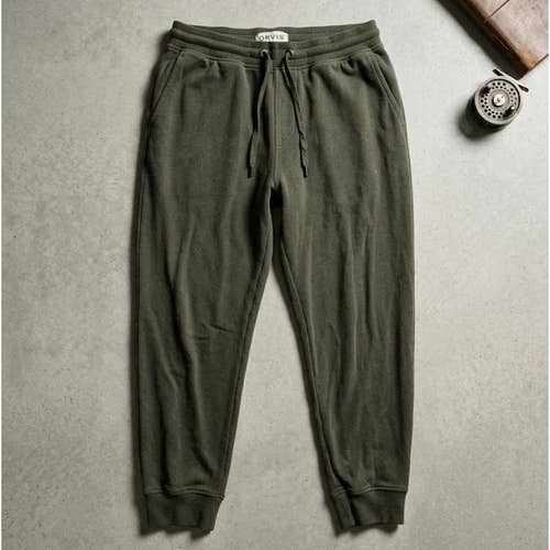 Orvis Classic Collection Mens Large Olive Green Jogger Sweatpants Lounge Pants