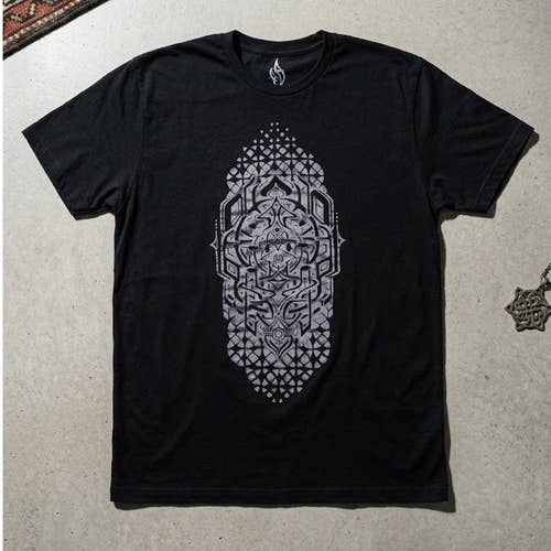 Threyda Art Apparel Mens XL Black Graphic T-Shirt Geometric Visionary Festival