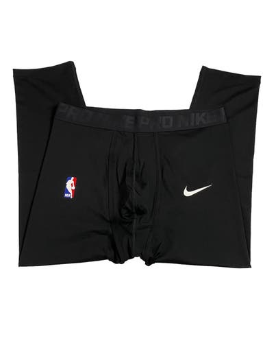 Black Large Men's Nike Compression (New) Nike Pro NBA Men’s 3/4 Tights Leggings AA0751-010 swoosh