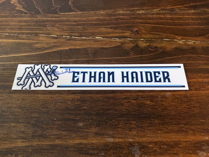 AHL Milwaukee Admirals Game-used Hockey Locker Nameplate # 31 Ethan Haider