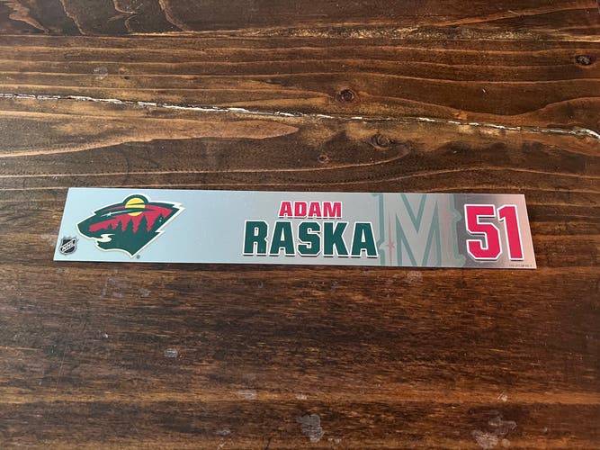 NHL Minnesota Wild Game-used Hockey Locker Nameplate # 51 Adam Raska