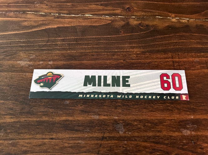 NHL Minnesota Wild Game-used Hockey Locker Nameplate # 60 Michael Milne