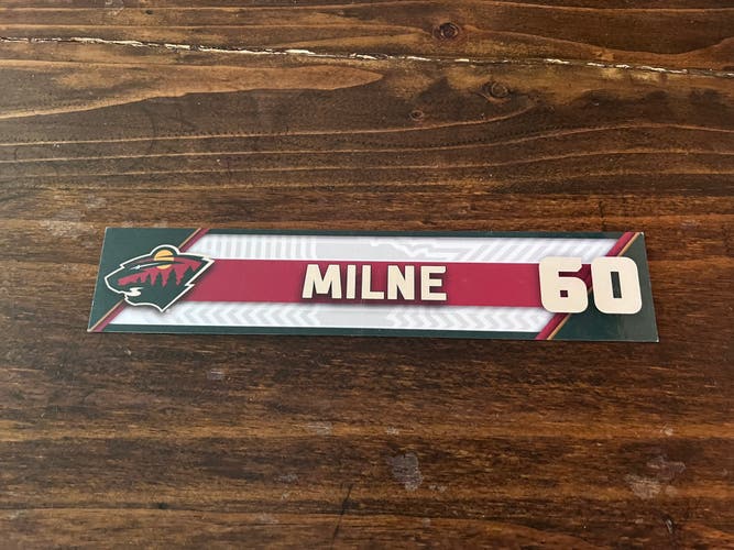 NHL Minnesota Wild Game-used Hockey Locker Nameplate # 60 Michael Milne