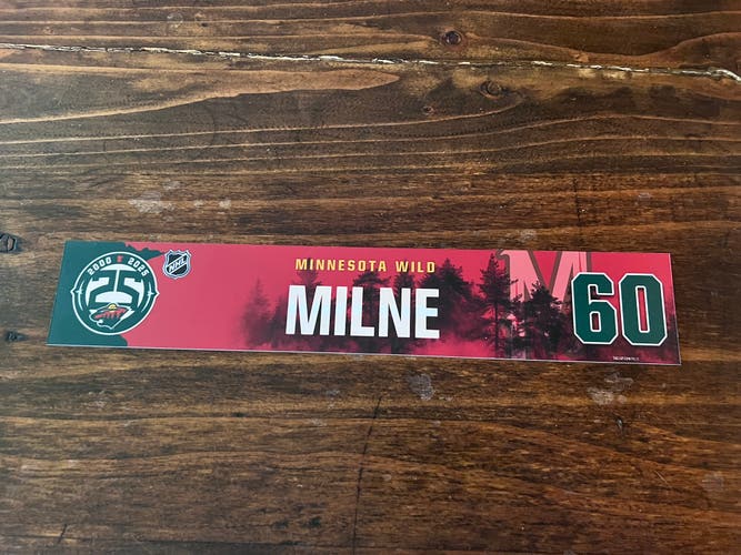 NHL Minnesota Wild Game-used Hockey Locker Nameplate # 60 Michael Milne