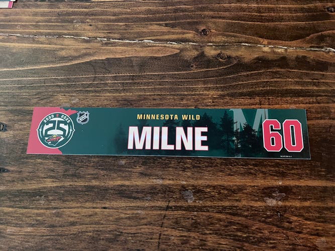 NHL Minnesota Wild Game-used Hockey Locker Nameplate # 60 Michael Milne