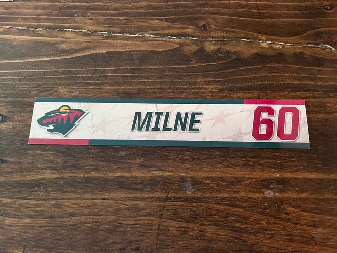 NHL Minnesota Wild Game-used Hockey Locker Nameplate # 60 Michael Milne