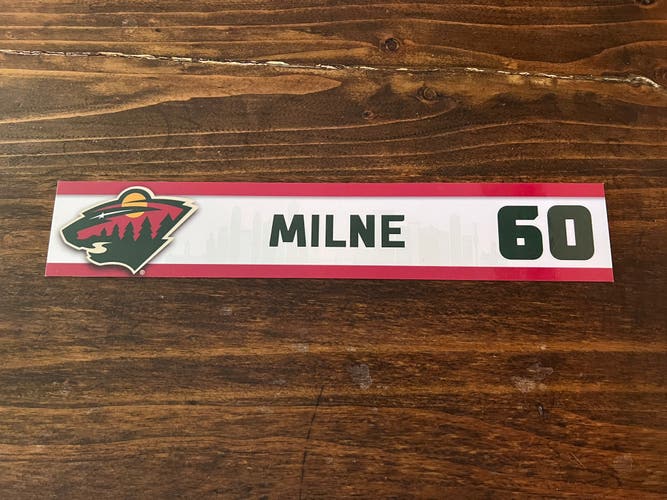 NHL Minnesota Wild Game-used Hockey Locker Nameplate # 60 Michael Milne