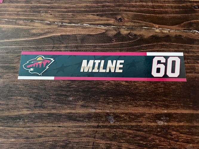 NHL Minnesota Wild Game-used Hockey Locker Nameplate # 60 Michael Milne