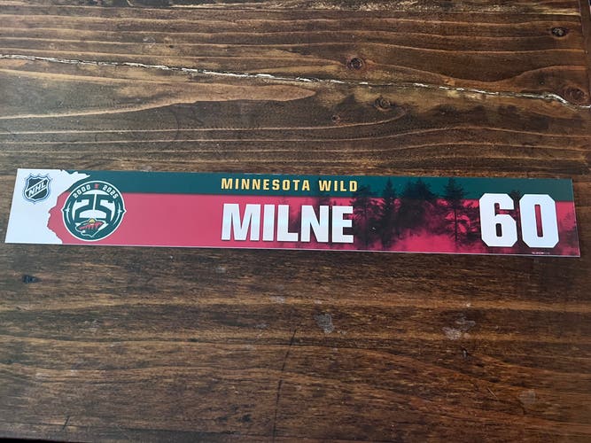 NHL Minnesota Wild Game-used Hockey Locker Nameplate # 60 Michael Milne