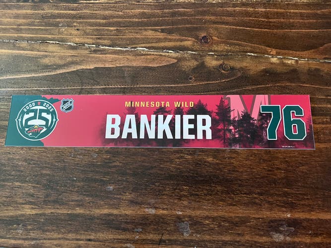 NHL Minnesota Wild Game-used Hockey Locker Nameplate # 76 Caedan Bankier