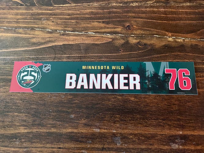 NHL Minnesota Wild Game-used Hockey Locker Nameplate # 76 Caedan Bankier