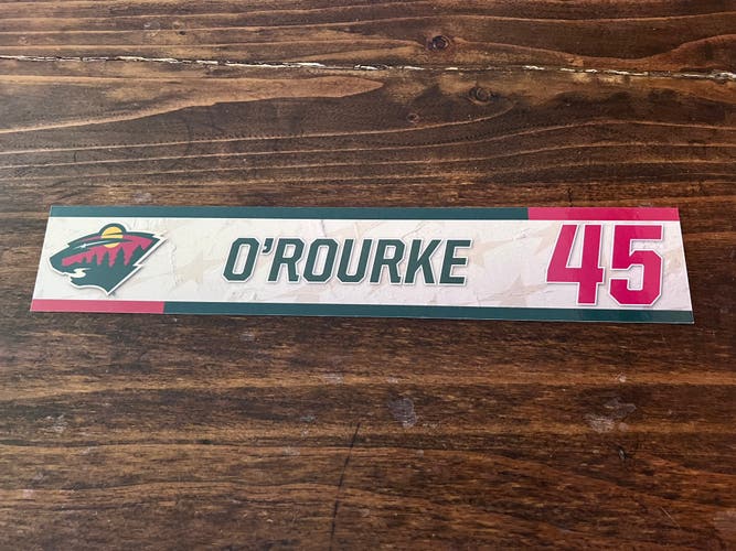 NHL Minnesota Wild Game-used Hockey Locker Nameplate #45 Ryan O’Rourke