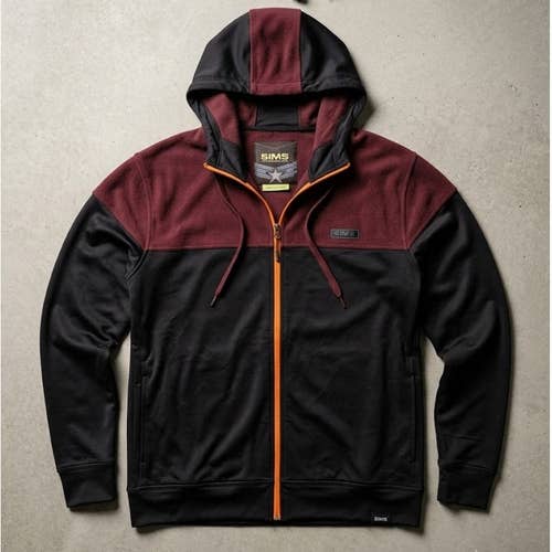 SIMS Snowboarding Mens Large Full Zip Fleece Hoodie Colorblock Mid Layer Jacket