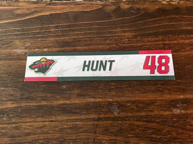 NHL Minnesota Wild Game-used Hockey Locker Nameplate #48 Daemon Hunt