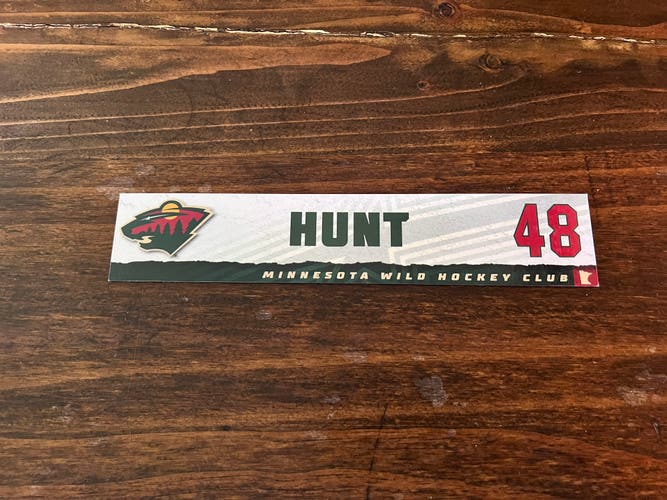 NHL Minnesota Wild Game-used Hockey Locker Nameplate #48 Daemon Hunt