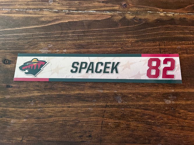 NHL Minnesota Wild Game-used Hockey Locker Nameplate #82 Spacek