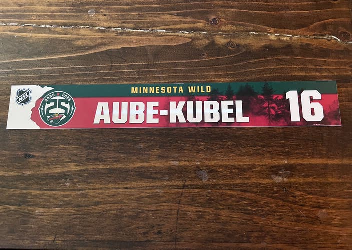 NHL Minnesota Wild Game-used Hockey Locker Nameplate #16 Aube-Kubel