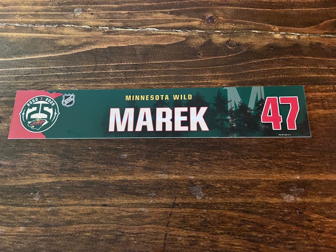 NHL Minnesota Wild Game-used Hockey Locker Nameplate #47 Marek