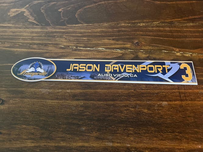 USHL Sioux Falls Stampede  Game-used Hockey Locker Nameplate #3 Jason Davenport Northern Michigan