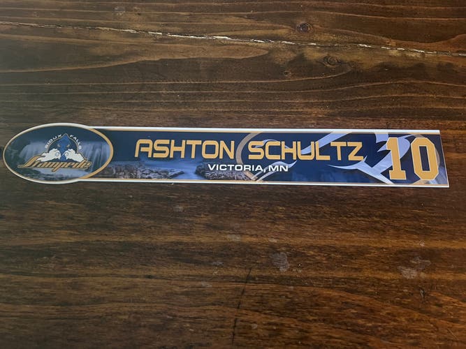 USHL Sioux Falls / Sioux City /Chicago Game-used Hockey Locker Nameplate #10 Ashton Schultz Sabres