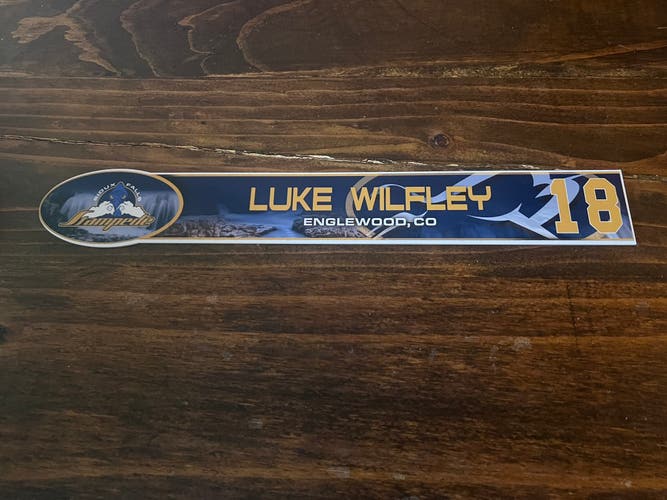 USHL Sioux Falls Stampede Game-used Hockey Locker Nameplate #18 Luke Wilfley Devils