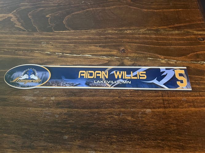 USHL Sioux Falls Stampede Game-used Hockey Locker Nameplate #1 Jack Solomon Air Force