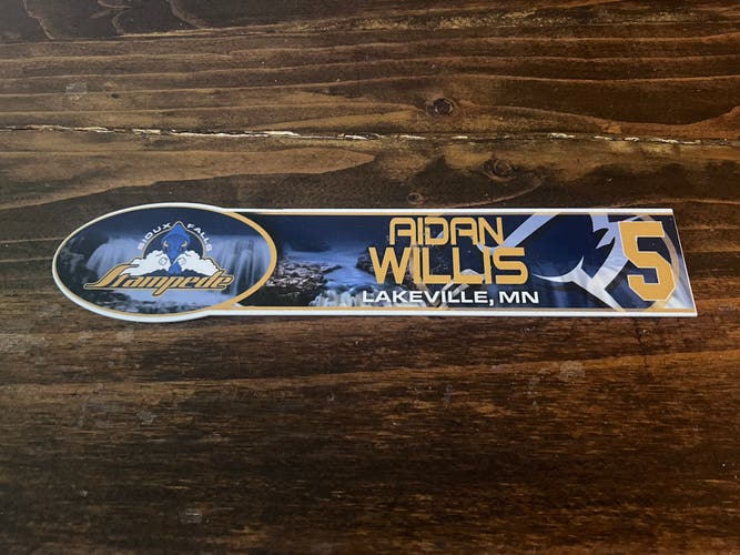 USHL Sioux Falls Stampede Game-used Hockey Locker Nameplate #5 Aidan Willis Air Force