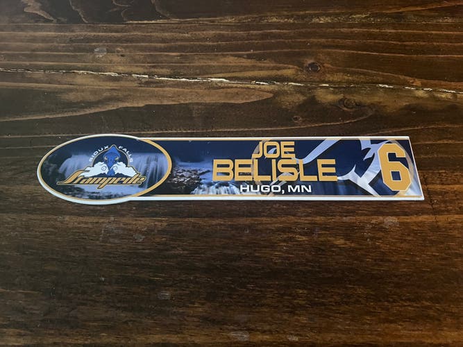 USHL Sioux Falls Stampede Game-used Hockey Locker Nameplate #6 Joe Belisle St. Cloud State