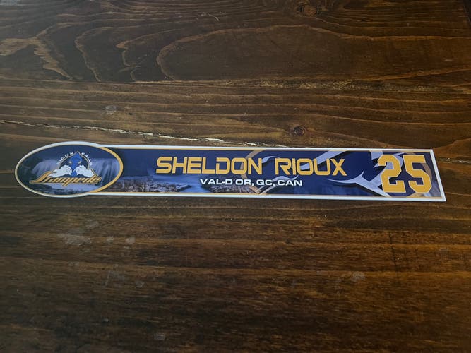 USHL Sioux Falls Stampede Game-used Hockey Locker Nameplate #25 Sheldon Rioux