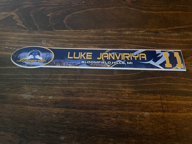 USHL Sioux Falls Stampede Game-used Hockey Locker Nameplate #11 Luke Janviriya