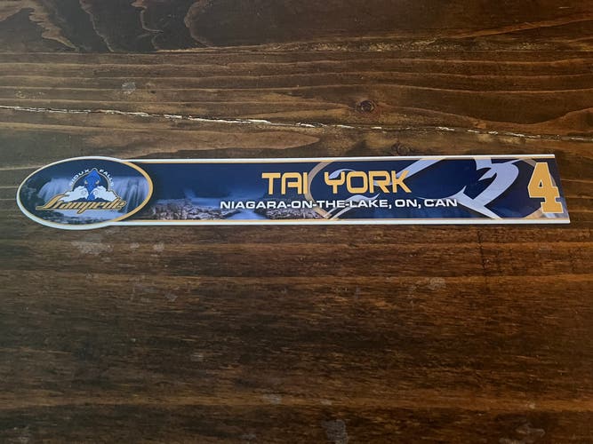 USHL Sioux Falls Stampede Game-used Hockey Locker Nameplate #4 Tai York