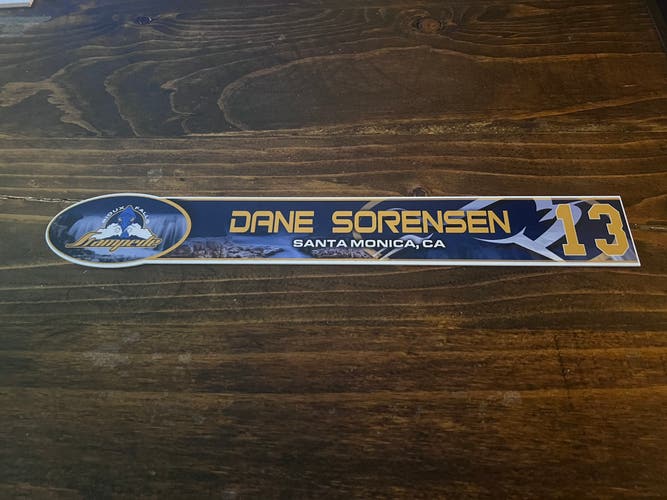 USHL Sioux Falls Stampede Game-used Hockey Locker Nameplate #14 Dane Sorensen UMass