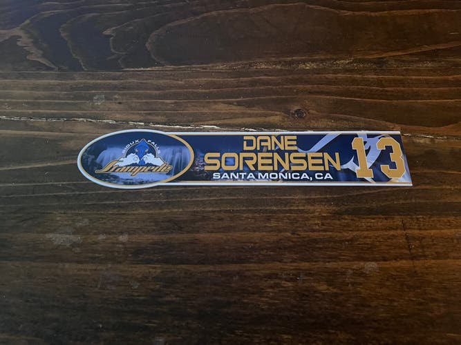 USHL Sioux Falls Stampede Game-used Hockey Locker Nameplate #14 Dane Sorensen UMass