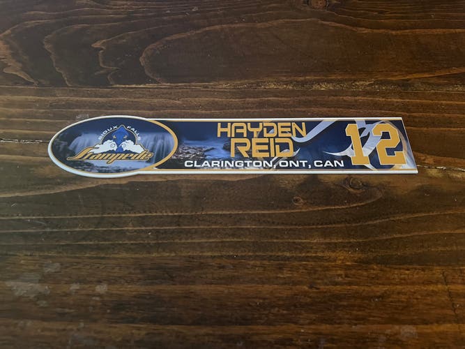 USHL Sioux Falls Stampede Game-used Hockey Locker Nameplate #12 Hayden Reid Clarkson