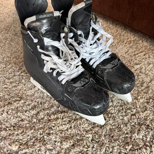Black/ Red 2022 Bauer Supreme Mach Hockey Skates Pro Stock with Shot Blockers 10.5 (Used)