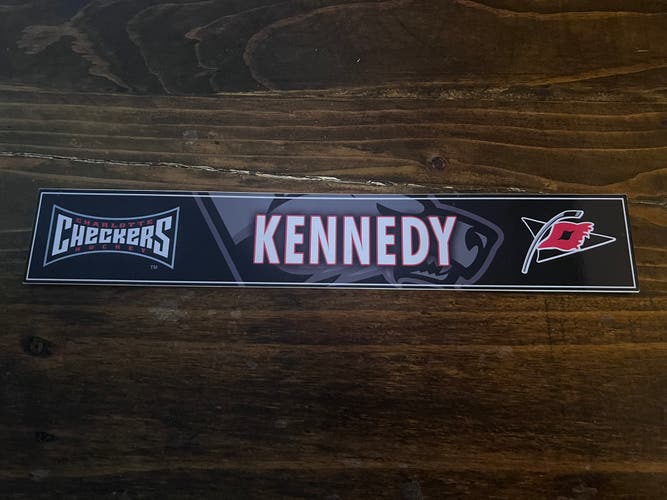 AHL Charlotte Checkers Game-used Hockey Locker Nameplate Kennedy
