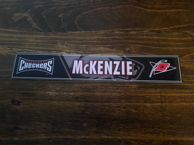 AHL Charlotte Checkers Game-used Hockey Locker Nameplate McKenzie